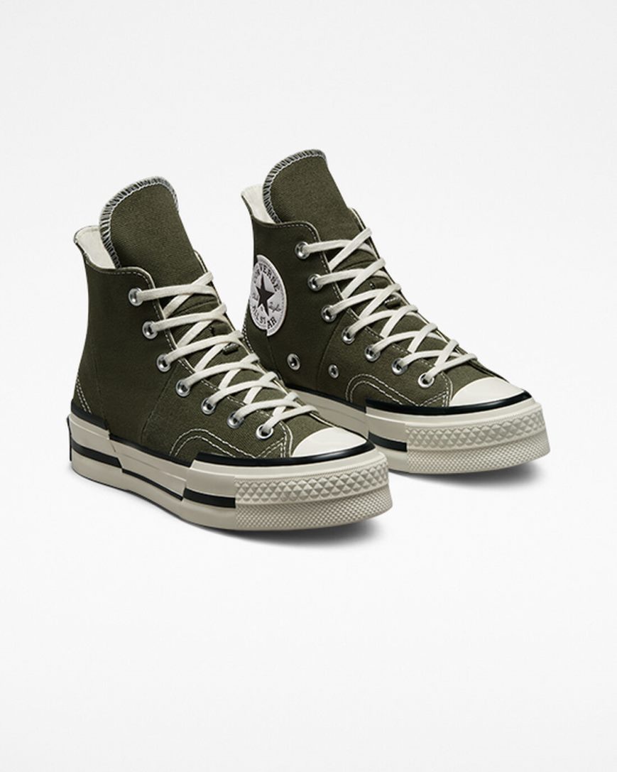 Dámské Boty Vysoké Converse Chuck 70 Plus Olivy Zelené Černé | CZ NZAX52